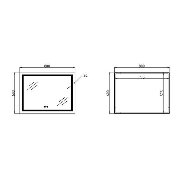 Дзеркало Qtap Mideya (DC-F904) 800х600 з LED-підсвічуванням Touch, з димером QT2078F904W QT2078F904W фото