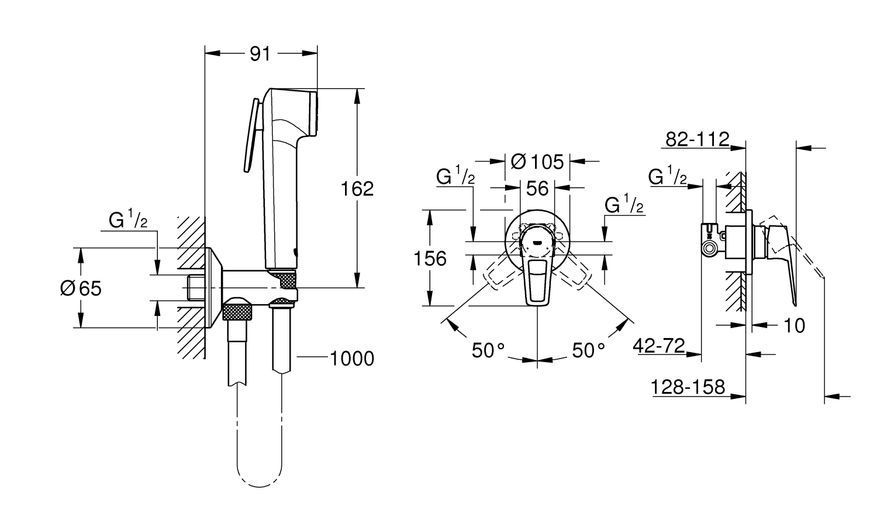 Комплект гігієнічного душу Grohe BauLoop New (UA2904200B) UA2904200B фото